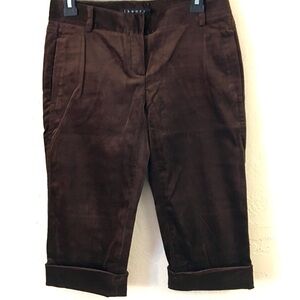 Theory Long Tailored Corduroy Shorts Size 2 Chocolate Brown Academia School Girl